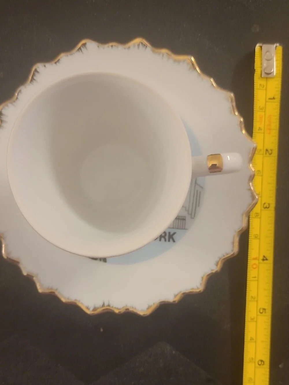 New York Souvenir Porcelain Teacup & Saucer with Gold Trim